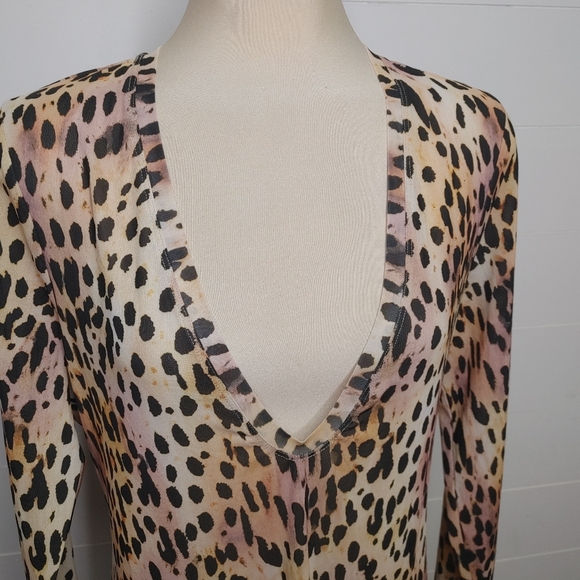 Good American Cheetah Mesh Midi Dress Size 2XL (5) - Picture 6 of 14